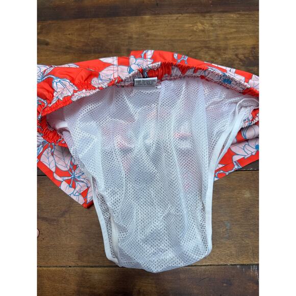 Franks Men's Size Small Swim Trunks Shorts Bathing Suit Orange Floral Tropical - Picture 9 of 9